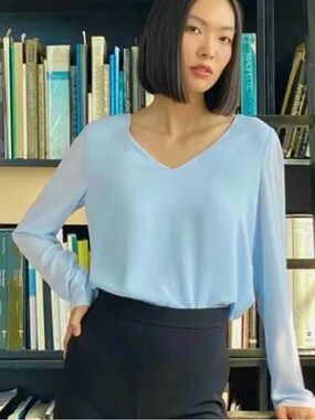 Aritzia Babaton NWT Murphy Long Sleeve in Dune Blue size Small